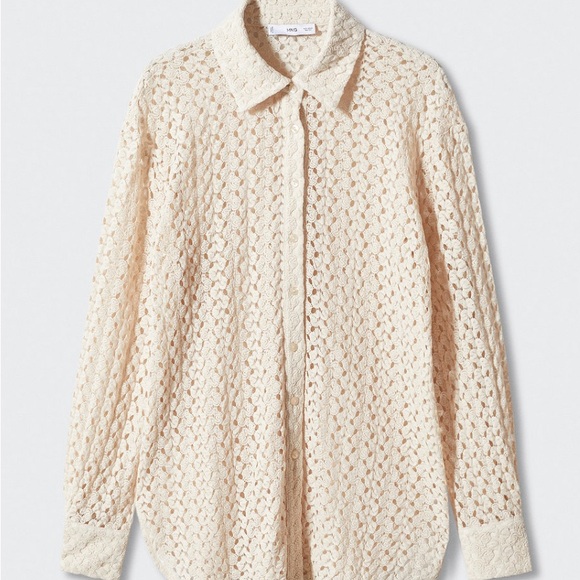 Mango off-white crochet shirt - Picture 2 of 6